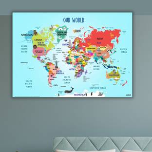 Stylish world map for Grey colour wall Living room 3D Poster