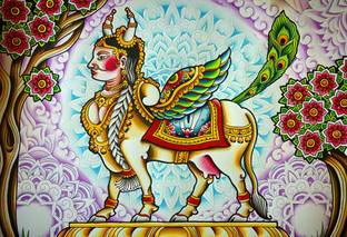 hindu religious Kamdhenu Cow canvas print poster Fine Art Print