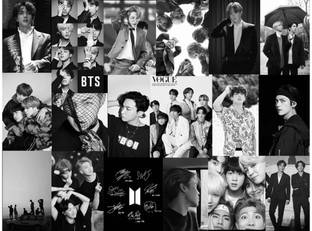 56 Peel-N-Stick BTS Black and White Wall Collage Kit | BTS K-pop Aesthetic Photo Collage | Army K-pop Pictures Room Décor Fine Art Print