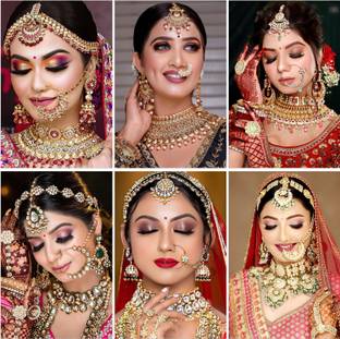 Pack of 6 Bridal Makeup Poster for Beauty Parlour Wall Décor Paper Print