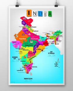 Monuments depicted on a map - cute educational poster for Kids - Size A3 -11.7 X16.5 inches- Ideal for Home and Classroom Paper Print
