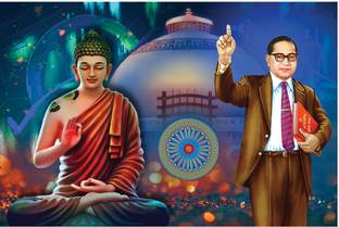 Buddha Ambedkar Poster Big Size Fine Art Print
