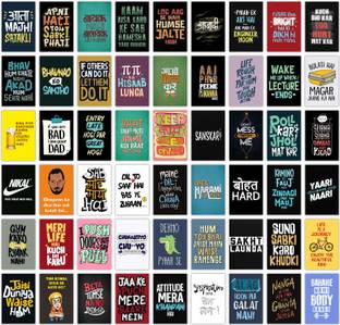 Pack of 54 Funny Quotes Aesthetic Wall Collage Kit Posters | Posters for Wall Decoration | Wall Art For Bedroom, Office, Living room, Dorm room Photographic Paper