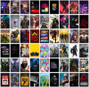 Pack of 54 Gaming Posters Collage Kit For Wall Fine Art Print