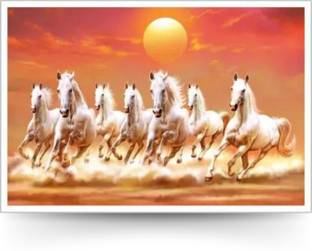 Vastu Seven Running Horses Paper Poster Paper Print