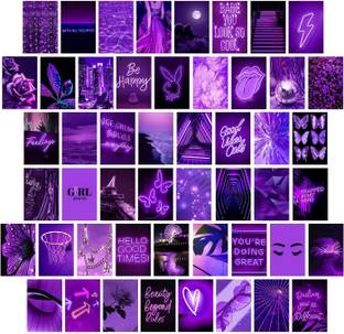 Purple Photo Wall Collage Kit Aesthetic Pictures, Wall Decor for Bedroom, Room Decor for Teen Girls, Trendy, 50PCS 4x6 INCH With Double Sided Tissue Tape Fine Art Print