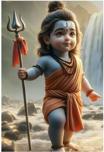 Bal Shiva God Wall Poster For Pooja Room,Living Room,Office Size (30Cm X 45 Cm) Paper Print