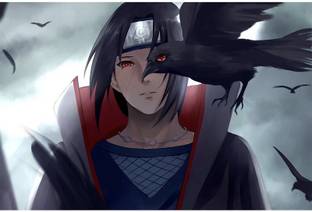 Itachi sharingan with crow Naruto Anime wall poster REDCLOUD Paper Print