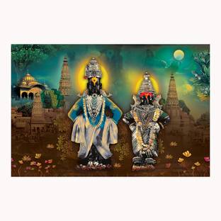 Vitthal Poster | Vitthal Rukmini Poster Sparkle Coated Self Adhesive Fine Art Print