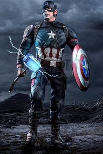 Captain America Poster |Captain America Posters for Room | Superhero Captain America Posters | Unframed | With Self Adhesive Tape Paper Print