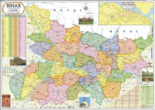 Bihar Map : Political Photographic Paper