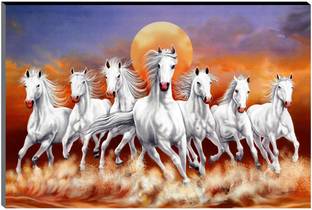saf 45.72 cm 7 Running horses Vastu UV textured self adeshive modern art MDF painting sticker Self Adhesive Sticker