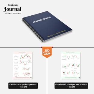 SB Originals Trading Kit Combo - [ 1 Trading Journal + Classic Chart Patterns - Set of 6 Sheets + Candlestick Chart Patterns - Set of 6 Sheets] Paper Print