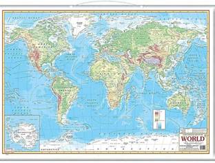World Physical Map (English)Learn and Discover Folding Map Competitive Exam office walls and study Room Paper print Map(48 inchx28 inch) Paper Print