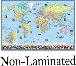 World Map Wall Chart With Flags of Country, Size : 40"x28" inch (100x70 cm) Bottom of Map Shows Flag of Country More Than 190+. Updated 1 January 2020. Paper Print