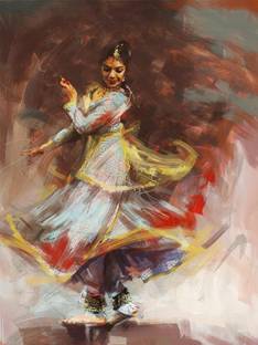 digital painting Kathak Dance Painting Indian Art on fine art paper 13x19 Fine Art Print