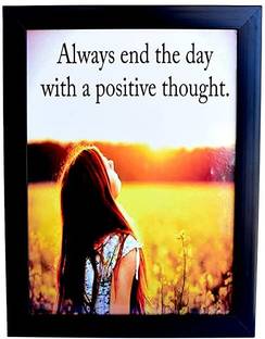 Motivational Quotes Wall Art Painting, Framed Paintings For Home Office Decor (Always end the day with a positive thought) 3D Poster