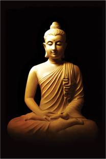 Lord Buddha 3d Wallpaper | Buddha Poster Sparkle Coated Self Adhesive Vinyl Poster Fine Art Print