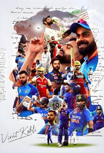 Virat Kohli Poster - Premium-Quality 300 GSM, 13x19 inches | Big Size Cricket Poster for Fans, Virat King Kohli Indian Cricketer Wall Poster for Living Room, Kids Room, Office Paper Print