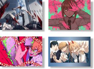 ANIME POSTERS - CHAINSAW MAN (HIGH QUALITY A4 SIZE 210 GSM POSTERS FOR HOME AND OFFICE)SET OF 4 Photographic Paper