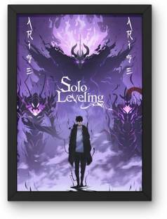 Solo Leveling Framed Poster | Sung Jin-Woo Anime Poster With Frame For room |A4 8x12 inch Black Frame | Matte Finish Print For BEdroom, Living Room, Kids Room, Hostels. Paper Print