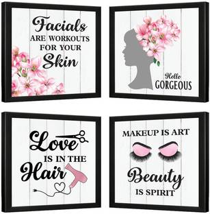 Chaka Chaundh - Saloon wall frames - Saloon wall poster - Beauty Parlour wall decoration framed posters - Hair salon wall decoration posters - (11 X 11 Inches) set of 4 Paper Print