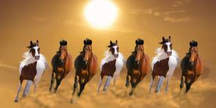 lucky seven horses running at sunrise ll 7 horse vastu poster in canvas print poster Fine Art Print