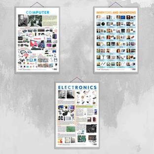 ELECTRONIC,COMPUTER,INVENTORS AND INVENTIONS charts | combo of 3 chart | Exploring the Heart of Technology" Paper Print