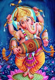 Poster Dancing Ganesha sl-9610 (Wall Poster, 13x19 Inch, Matte Paper, Multicolor) Fine Art Print
