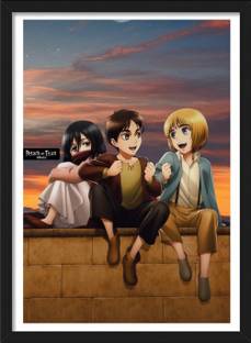 Eren, Mikasa, Armin | AOT Framed Poster | Anime Paper Print