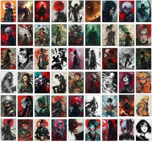 Anime Art Prints Bundle: Dragon Ball Z, Naruto, Death Note, One Piece, and More - Set of 54, 4 x 6 Inches Posters With Tissue Tape Fine Art Print