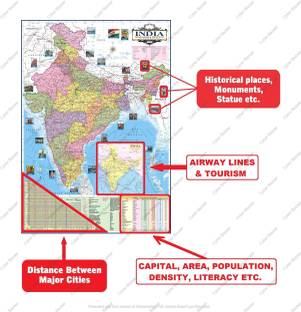 (Pack of 3) INDIA, WORLD AND KARNATAKA Map Size : 100x70 centimeter (40"x28" inch) With Fact & Figure, Idol for UPSC , PCS , SSC , RAILWAY Exam and Other Competitive Exams. Updated Map Paper Print