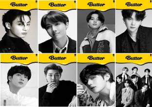 BTS | BUTTER 3mm Thick Glossy Hard Photo cards (Set of 8) Canvas Art