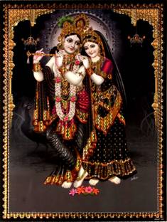 Waterproof Radhakrishna Black BG Crystal Metalic Holographic Effect Auspicious Poster Fine Art Print