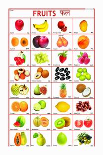 Fruits Name Chart Poster with Gloss Lamination Paper Print