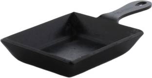 Trilonium Triple Seasoned Iron 10 x 12 cms Mini Sizzling Brownie Pan | Pancake Pan 10 cm diameter 0.1 L capacity