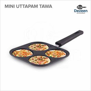 DEZEEN Classic Grill Mini UTTAPAM TAWA/Multi Snack Maker 4 in 1 - Mini Pancake Maker, Mini Crepe PAN, Pancake Moulds (19.5CM, Aluminium, Non-Stick) Pancake Pan 19.5 cm diameter 0.5 L capacity