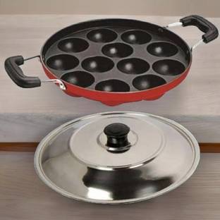 BIGWIN Cookware appam APPAMPATRA Ponganalu Maker Paniarakkalpan Paniyarakkal with Lid Paniarakkal with Lid 1 L capacity 24 cm diameter