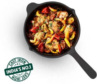 The Indus Valley Preseasoned Cast Iron Fry Pan/Skillet With Long Handle - 6 inch Fry Pan 15.2 cm diameter 0.42 L capacity