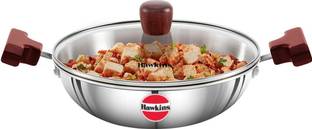 Hawkins Stainless Steel Deep-Fry Pan, with Glass Lid (SSD15G) Kadhai 15 cm diameter with Lid 1.5 L capacity