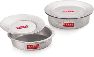 HAZEL Aluminium Langdi Patila Pot With Lid Hammered Finish Round Bottom Boiling Tope Vessels Bhagona Dekchi, Set of 2, 1700 ML, 2100 ML Tope Set with Lid 1.7 L, 2.1 L capacity 23 cm, 25 cm diameter