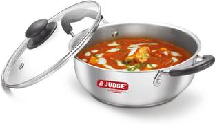 Judge Classic SS Gas and Induction Compatible Kadhai 24 cm diameter with Lid 3 L capacity