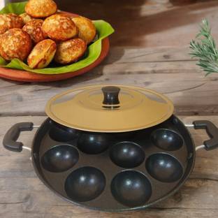 BIGWIN Cookware appam APPAMPATRA Ponganalu Maker Paniarakkalpan Paniyarakkal with Lid Paniarakkal with Lid 1 L capacity 24 cm diameter