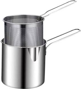 SG-Mart 1200ml Stainless Steel Frying Pot | Detachable Mini Fryer Pan with Strainer | Fry Pan 12 cm diameter 1.2 L capacity