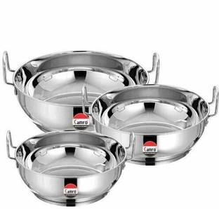 Camro Induction Bottom Set of 3 12 No/13 No/14 No Kadhai 22 cm, 24 cm, 26 cm diameter 2 L, 2.7 L, 3.4 L capacity