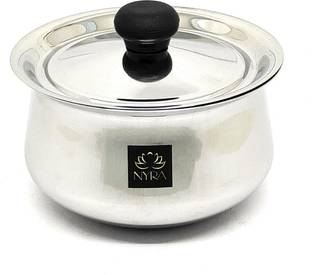 Nyra Stainless Steel Biryani Handi with Lid and PVC Knob Multipurpose Cooking Utensil Handi 1.35 L with Lid