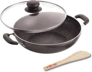 iVBOX induction-Base 24cm Non Stick with Glass Lid Kadhai 24 cm diameter with Lid 2 L capacity