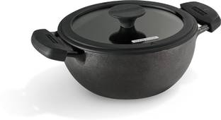 Tramontina Titanex Pre-Seasoned| Healthy Non-Toxic (PFAS/PFOA/PTFE Free) Kadhai 20 cm diameter with Lid 2.3 L capacity