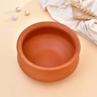 SOMUDEE Organic Clay Dahi Handi | Clay Handi | MItti Handi | Curd Pot Medium Size Handi 1 L with Lid
