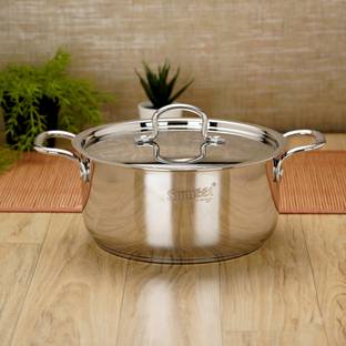 Sumeet Stainless Steel Induction Bottom Casserole with S.S Lid Pot 27 cm diameter 6 L capacity with Lid